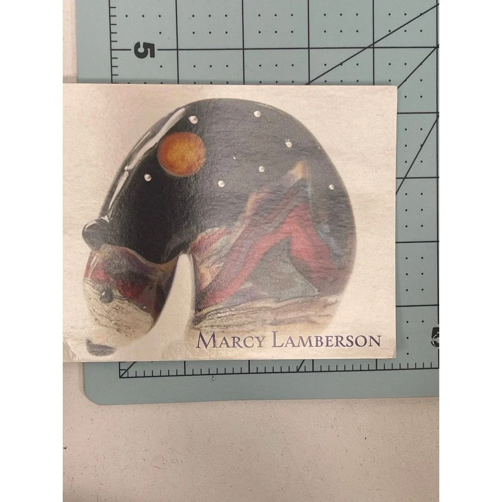 Marcy Lamberson Artisan Lampwork Glass Polar Bear Focal Bead Iridescent Amber